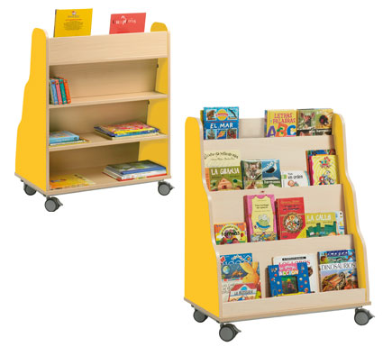 Librería infantil de madera con ruedas con tres estantes de Labebe -  chicBebits