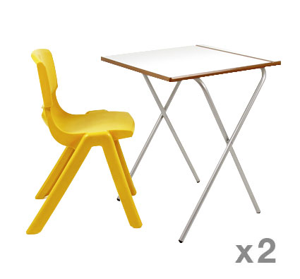 Mesa Plegable Examen (Altura 73 cm) + silla unny T6 set de 2 mesas