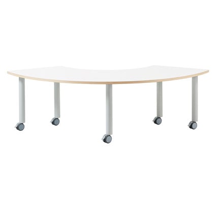 Atlas table with 1/3 circle wheels S1 White