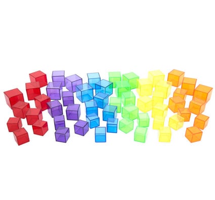 Cubes transparents multicolores