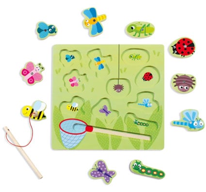 Jeu d'encastrement magnétique de pêche les insectes