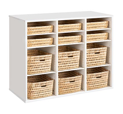 Mueble de almacenaje 81 kit cestas para colocar (12 cestas - 9 repisas) el conjunto | Hermex