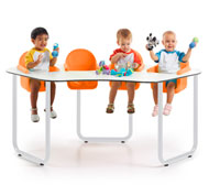 Table collective pour 4 bébés blanc / mandarine