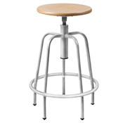 Laboratory stool adjustable in height metallic grey.