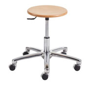 Stool with base and chromed casters (46 to 64cm).
