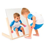 Miroir mobile avec support en bois