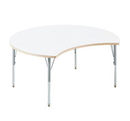 Table up & down forme chenille diam 120. réglable en hauteur Blanc