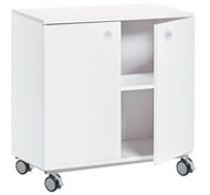 Meuble white2 + roues avec 1 étagère et portes