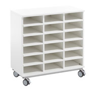 Meuble white2+  18 casiers de 24 x 9.5 cm+ roue