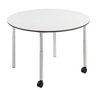 Table ronde Menorca diam 120 cm avec roues réglable de T3-T6 Blanc/blanc