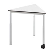 Table triangulaire Menorca 85x85x85 cm avec roues réglables de T3-T6 Blanc/blanc