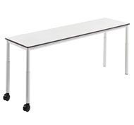 Table rectangulaire Menorca 180 x 50 cm avec roues réglables de T3-T6 Blanc/blanc