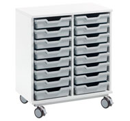 Meuble White2 16 bacs gris avec roues Blanc/gris