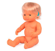 Muñeca bebé europea con implante coclear 38cm