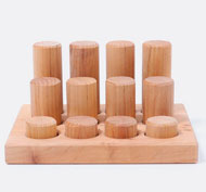 Cilindros las alturas para encajar de madera natural set de 12 piezas