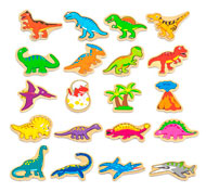Dinosaures magnétiques en bois Lot de 20 pièces
