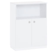Armoire basse avec socle white2 hauteur. 105 cm avec 2 étagères et portes basses blanches
