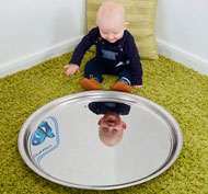 Grand plateau miroir rond en métal L'unité