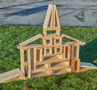 Construcción de madera natural para exteriro bloques huecos set de 26