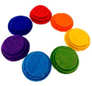 Arc-en-ciel Waldorf feutre cercles tailles. Lot de 21 pièces