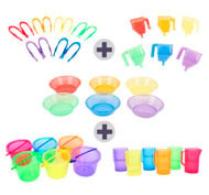 Grand ensemble de jeu de manipulation de liquides et solides gamme RAINBOW Set de 36 pièces