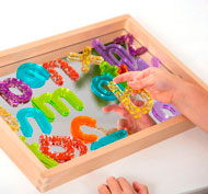 Lettres minuscules translucides paillettes couleurs pailletées pack de 26
