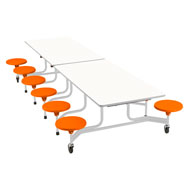 Table EXTERIEURE  dépliable rectangulaire. 12 places, hauteur de 74 cm