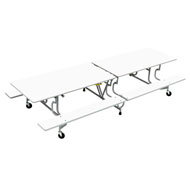 Table extérieure rectangulaire dépliable avec bancs - pour 12/16 enfants, hauteur de la table 74 cm