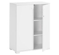 Armoire basse avec white2 pieds de hauteur. 102 cm et 2 étagères. Porte entière avec serrure.