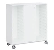 Armoire basse à roulettes white2 hauteur. 110 cm pour 22 bacs Sigma. Avec porte. (Sans bacs)