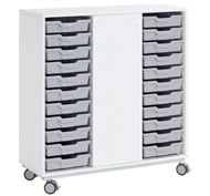 Armoire basse à roulettes white2 hauteur. 110 cm avec 22 bacs Sigma. Avec porte. Hauteur 110 cm