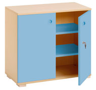 Meuble combiné avec pieds et porte+serrure avec 2 étagères