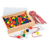 Caja de perlas para enlazar de madera colores vivos el conjunto