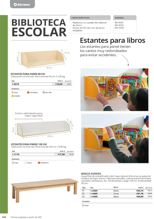 Mobiliario escolar de Infantil Primaria y Secundaria