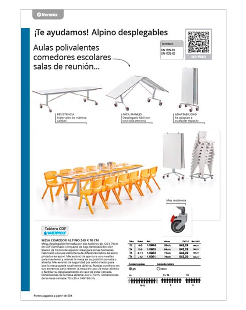 Mesas para comedores escolares