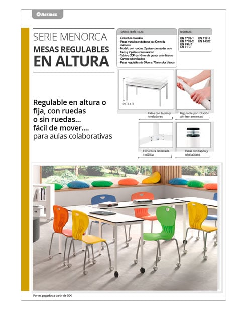 Mesas regulables en altura