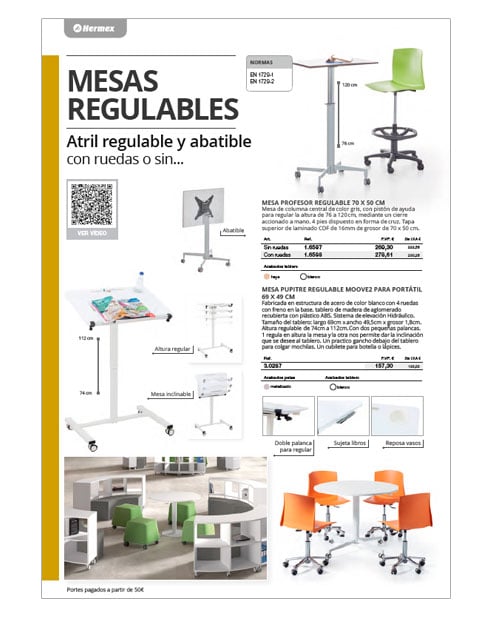 Mesas regulables en altura