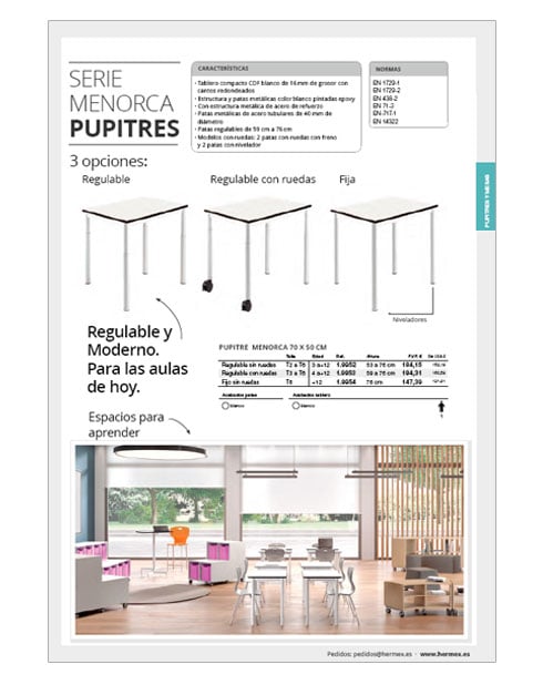 Pupitres infantil primaria y secundaria