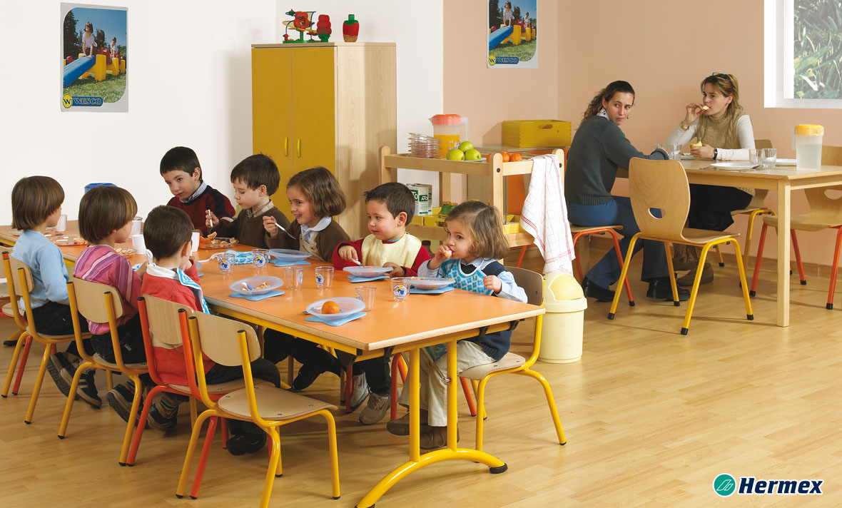 Comedores Escolares - Mesas plegables + Sillas Mediterráneo